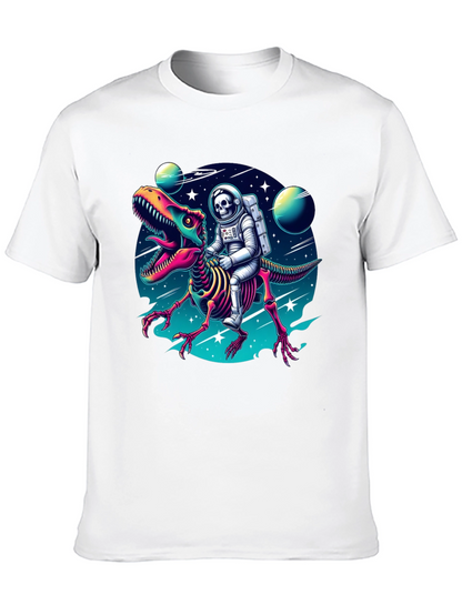Astronaut Skeleton Riding Dinosaur Graphic Tee