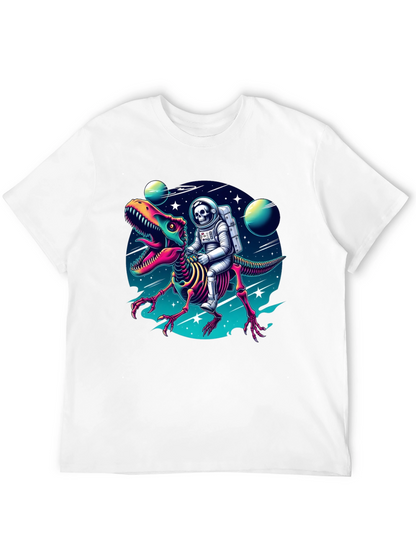Astronaut Skeleton Riding Dinosaur Graphic Tee
