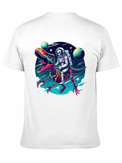 Astronaut Skeleton Riding Dinosaur Graphic Tee