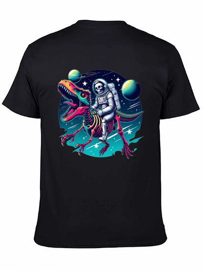 Astronaut Skeleton Riding Dinosaur Graphic Tee