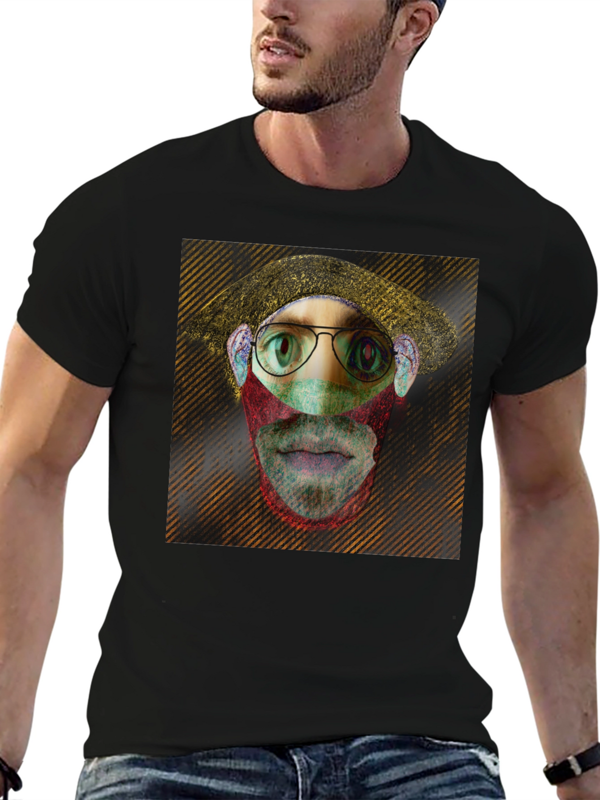 Eye-Catching Graphic Print Black T-Shirt