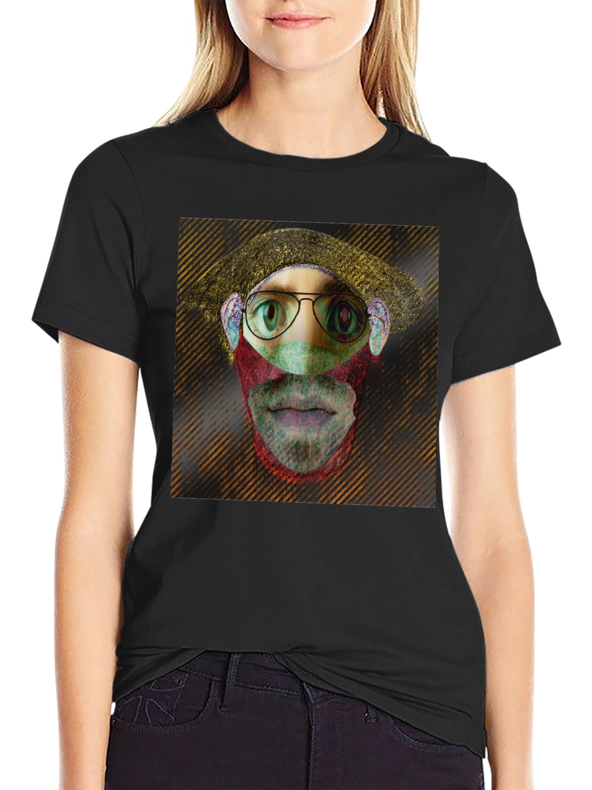 Eye-Catching Graphic Print Black T-Shirt