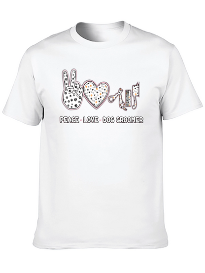 Peace Love Dog Groomer T-Shirt