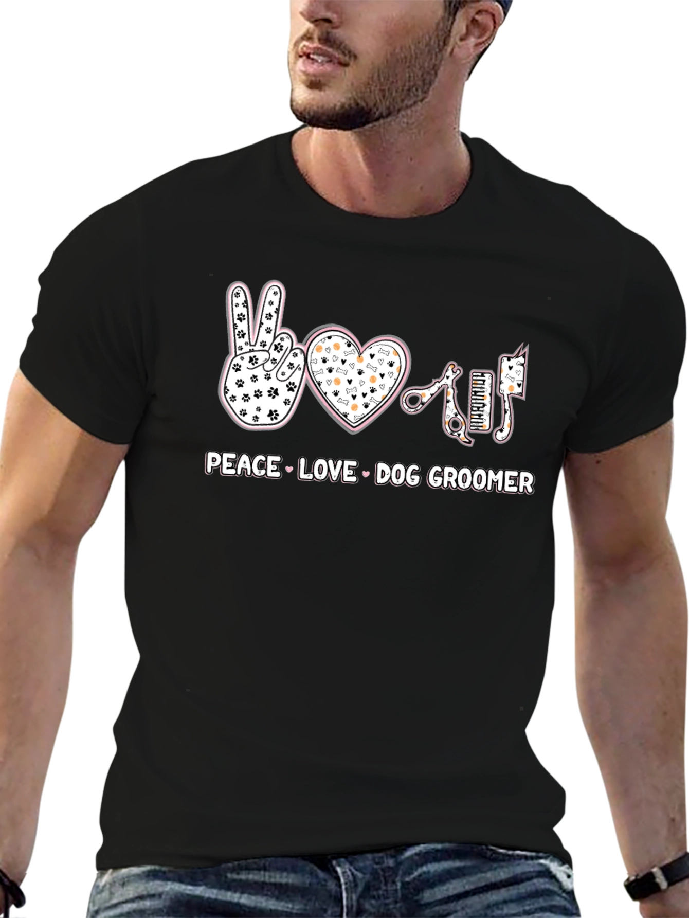 Peace Love Dog Groomer T-Shirt