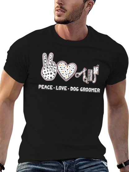 Peace Love Dog Groomer T-Shirt