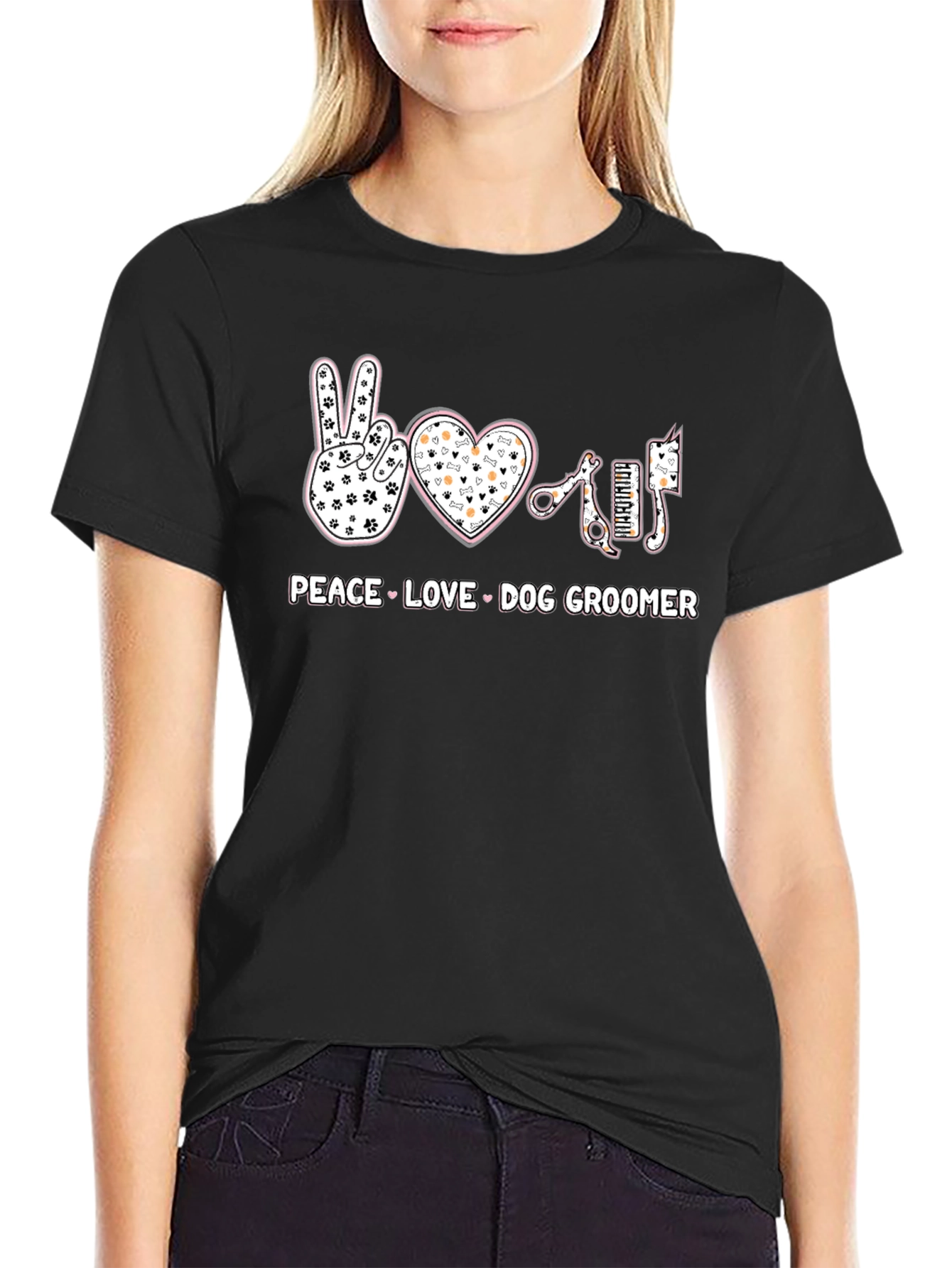 Peace Love Dog Groomer T-Shirt