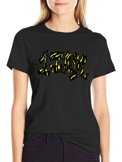 Black Graphic Tee - TEAM Yellow Graffiti Style Print