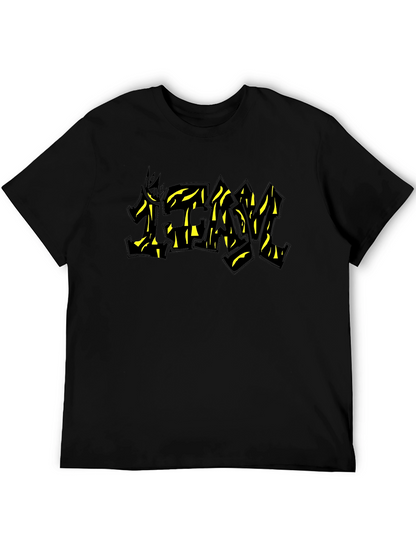 Black Graphic Tee - TEAM Yellow Graffiti Style Print