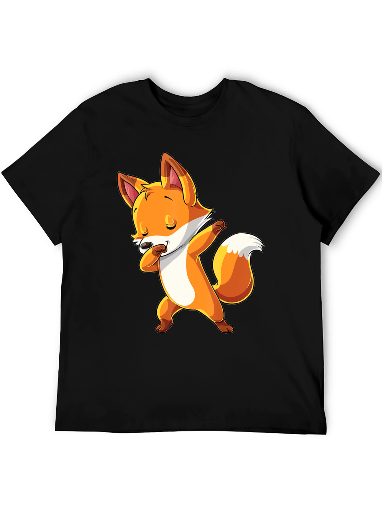 Dabbing Fox Graphic Tee - Trendy Black T-Shirt