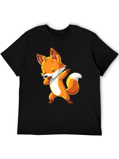 Dabbing Fox Graphic Tee - Trendy Black T-Shirt