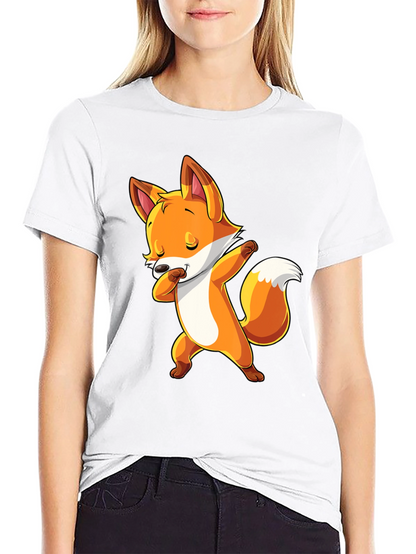 Dabbing Fox Graphic Tee - Trendy Black T-Shirt