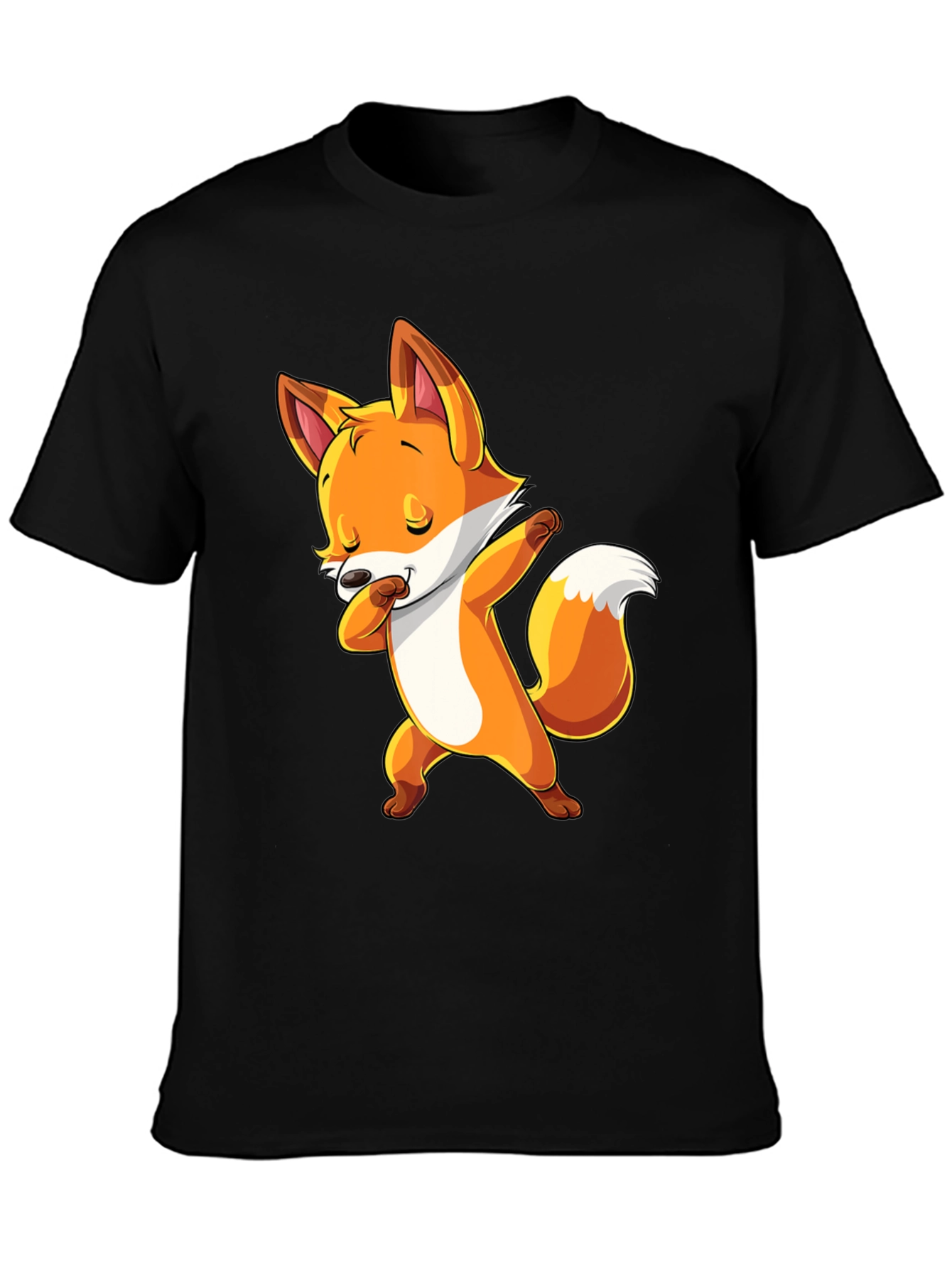 Dabbing Fox Graphic Tee - Trendy Black T-Shirt
