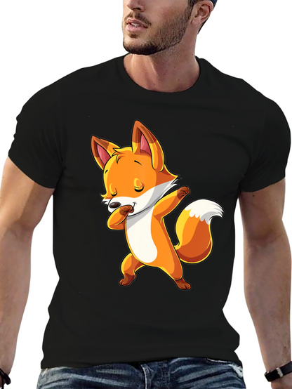 Dabbing Fox Graphic Tee - Trendy Black T-Shirt