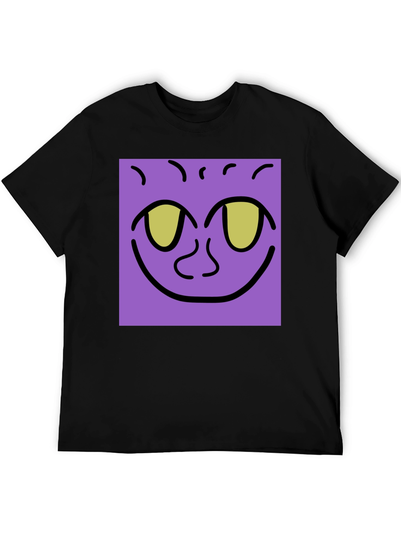 Purple Face Graphic Tee - Black Cotton Shirt
