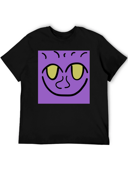 Purple Face Graphic Tee - Black Cotton Shirt