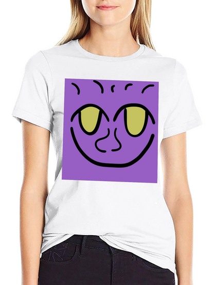 Purple Face Graphic Tee - Black Cotton Shirt