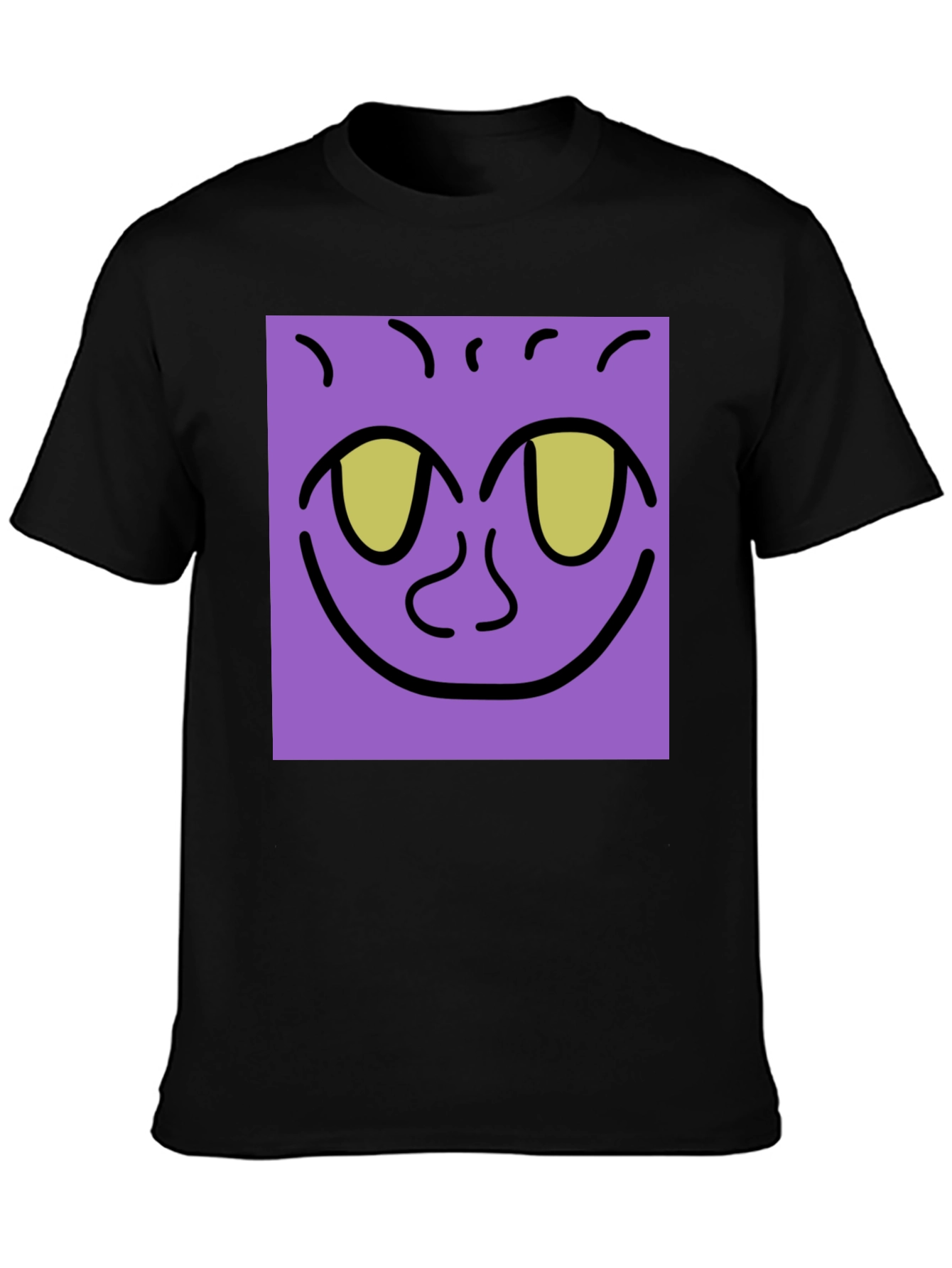Purple Face Graphic Tee - Black Cotton Shirt