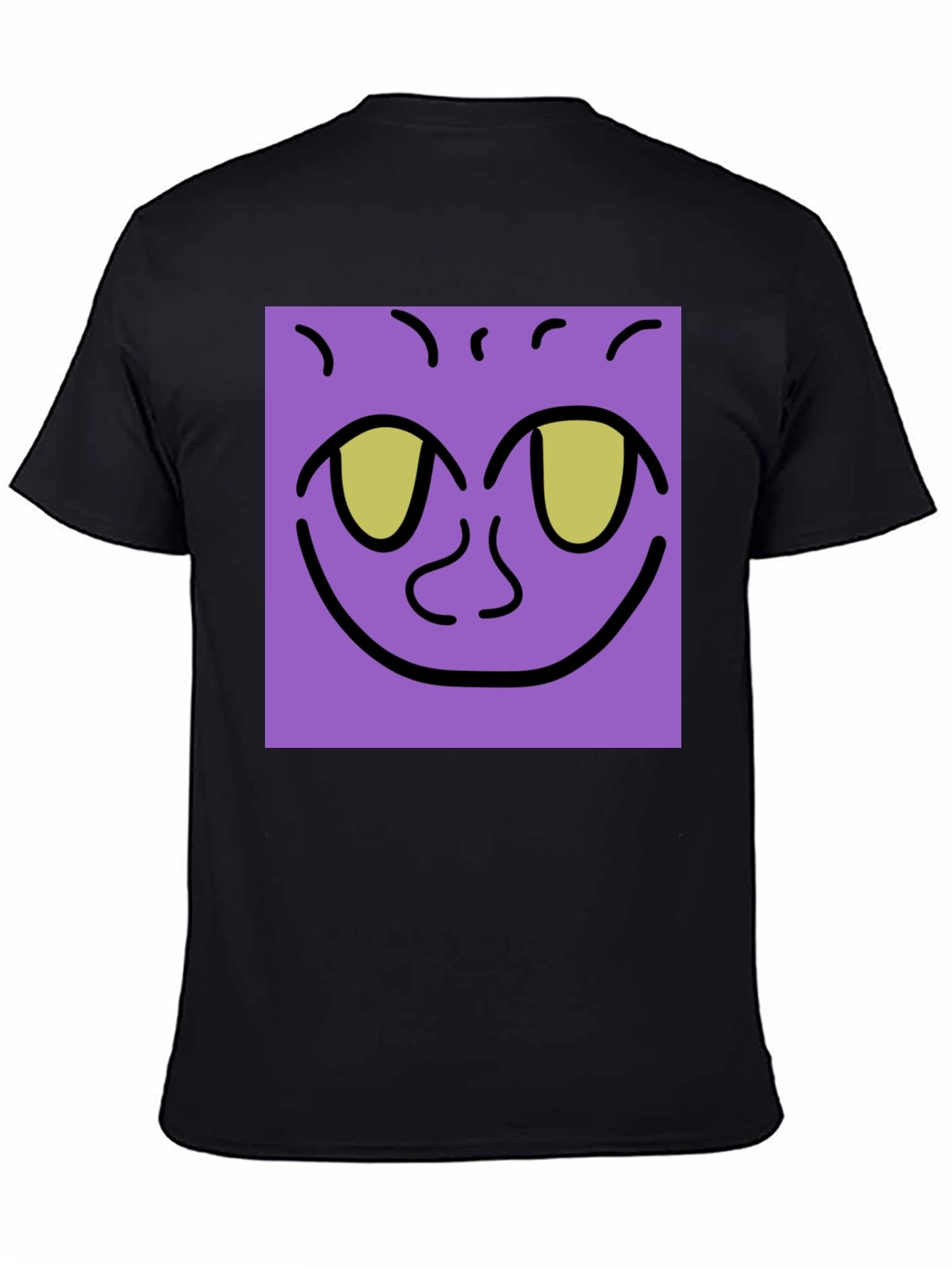 Purple Face Graphic Tee - Black Cotton Shirt
