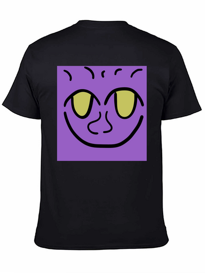 Purple Face Graphic Tee - Black Cotton Shirt