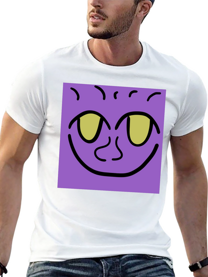 Purple Face Graphic Tee - Black Cotton Shirt