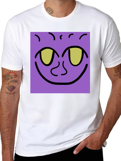 Purple Face Graphic Tee - Black Cotton Shirt