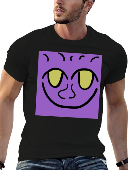 Purple Face Graphic Tee - Black Cotton Shirt