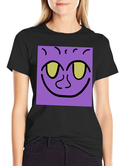Purple Face Graphic Tee - Black Cotton Shirt