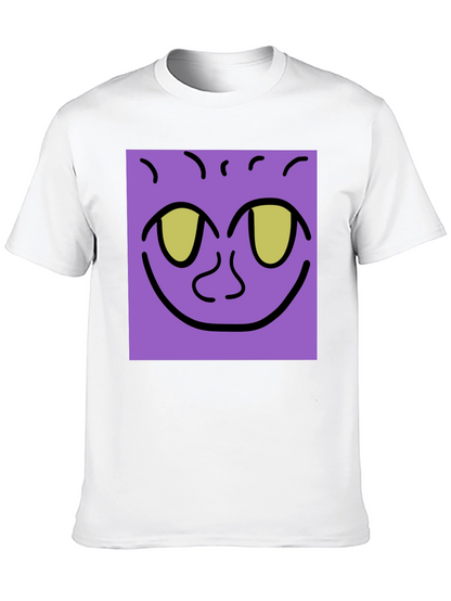 Purple Face Graphic Tee - Black Cotton Shirt