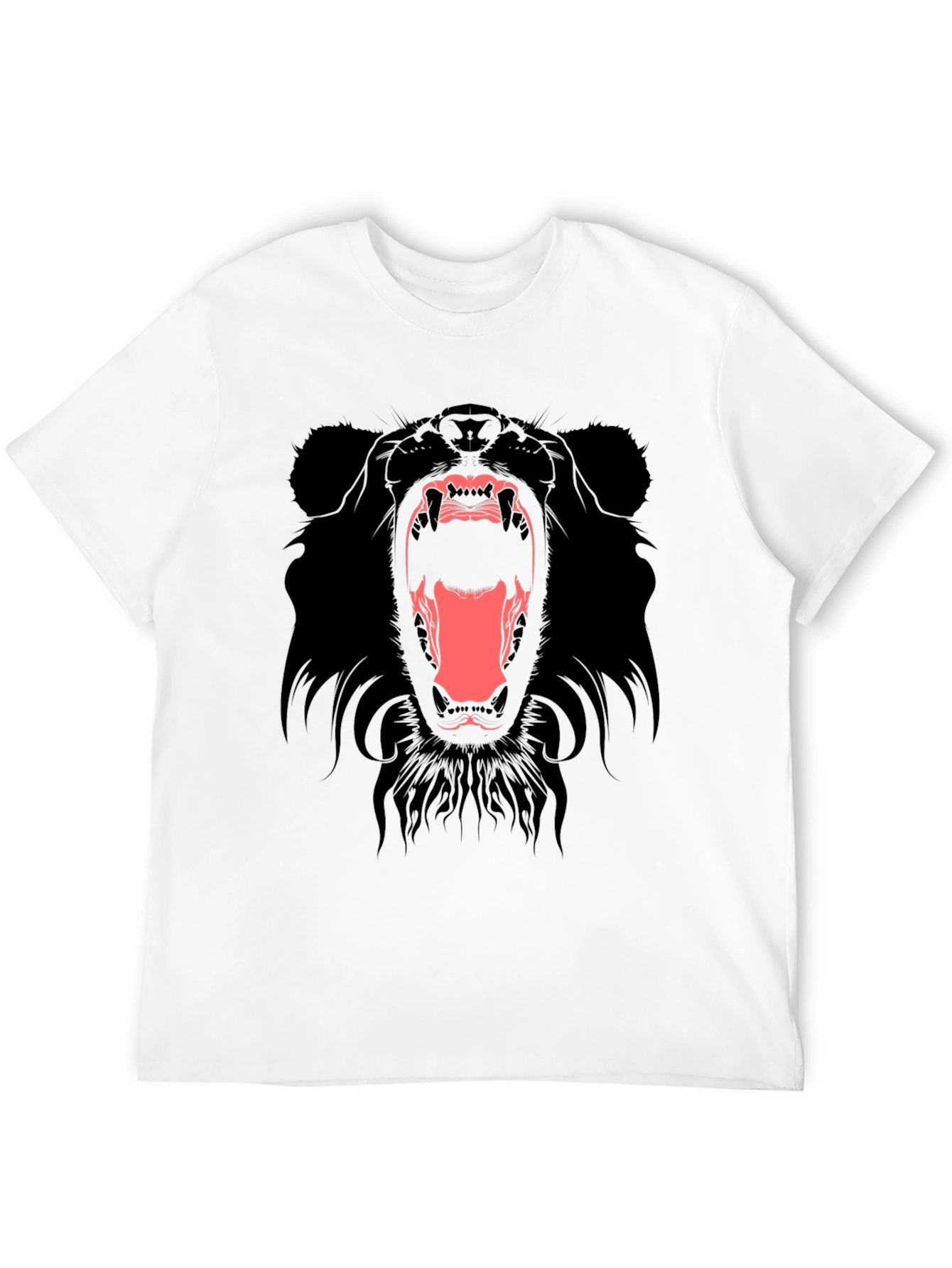 Mens Black T-Shirt with Roaring Bear Graphic
