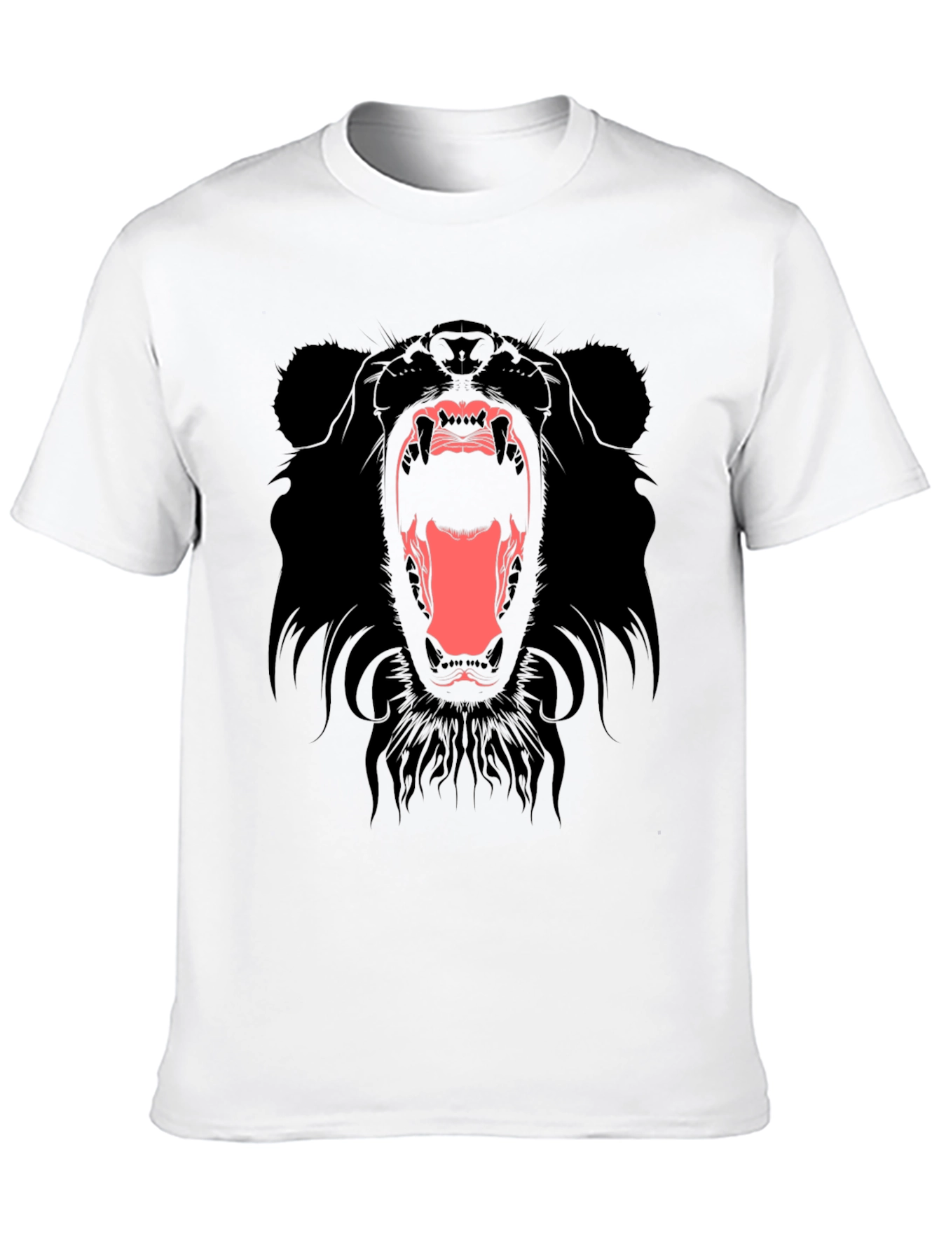 Mens Black T-Shirt with Roaring Bear Graphic