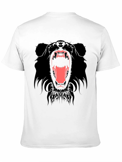 Mens Black T-Shirt with Roaring Bear Graphic