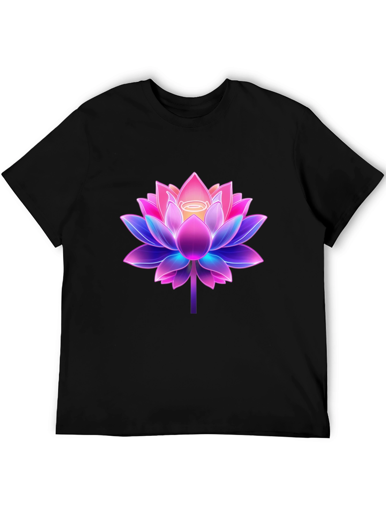 Lotus Flower Graphic Tee - Black Cotton Blend Shirt