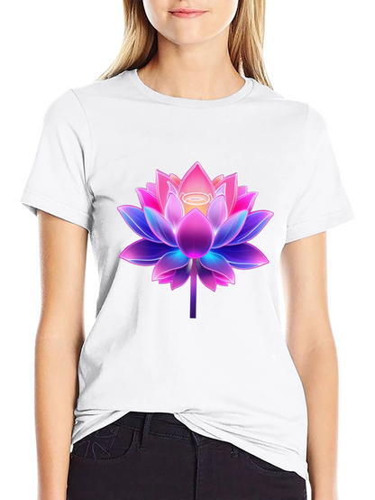 Lotus Flower Graphic Tee - Black Cotton Blend Shirt