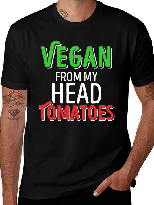 Vegan from Head Tomatoes Graphic Tee - Black Cotton T-Shirt