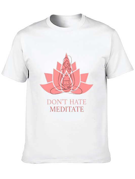 Meditate Lotus Graphic Tee - Relaxed Fit Black T-Shirt