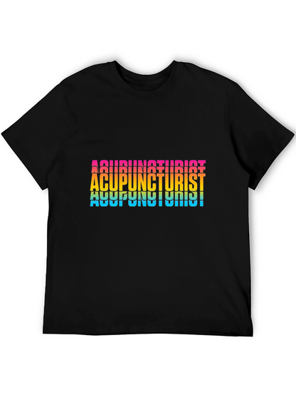 Acupuncturist Rainbow Text Black T-Shirt