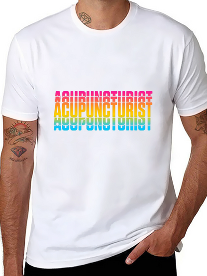 Acupuncturist Rainbow Text Black T-Shirt