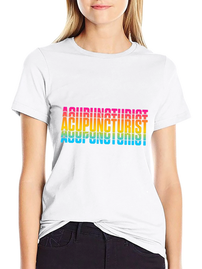 Acupuncturist Rainbow Text Black T-Shirt