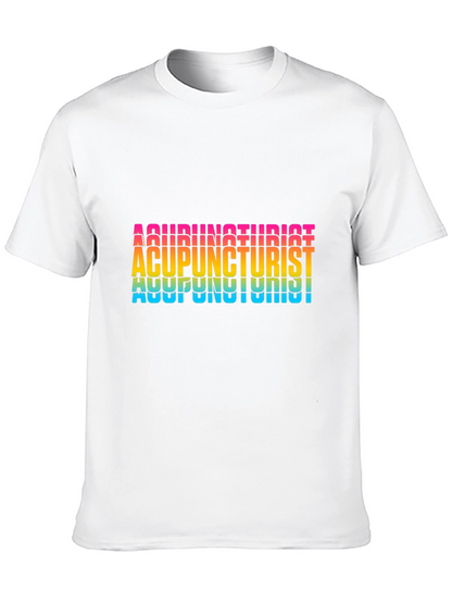 Acupuncturist Rainbow Text Black T-Shirt