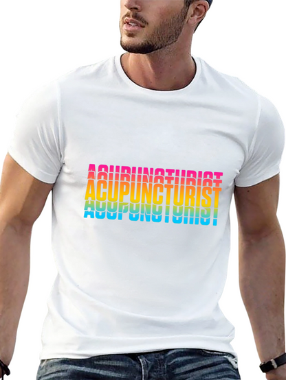 Acupuncturist Rainbow Text Black T-Shirt