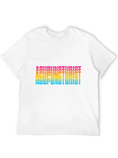 Acupuncturist Rainbow Text Black T-Shirt