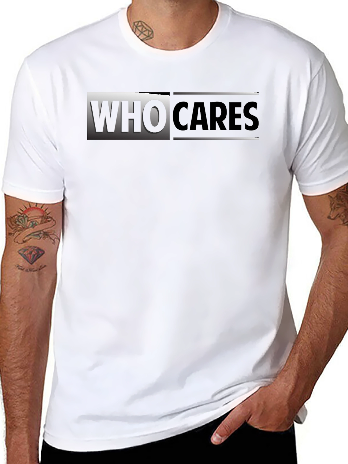 Who Cares Graphic Print Black T-Shirt