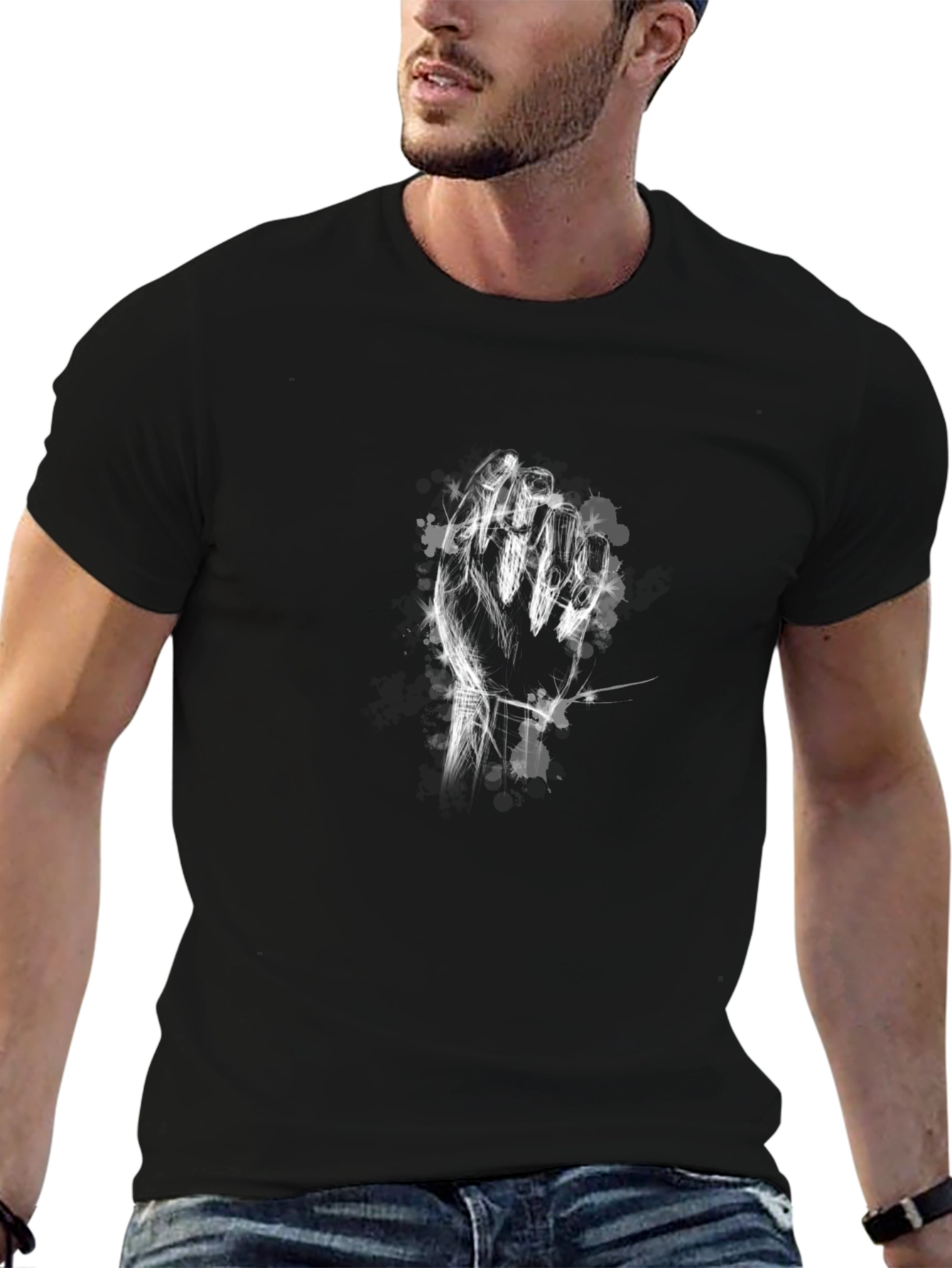 Abstract Hand Graphic Black T-Shirt