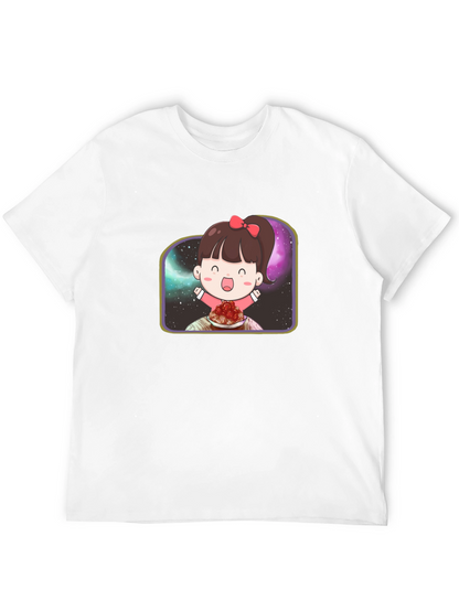 Cute Girl Spaghetti Galaxy Black T-Shirt
