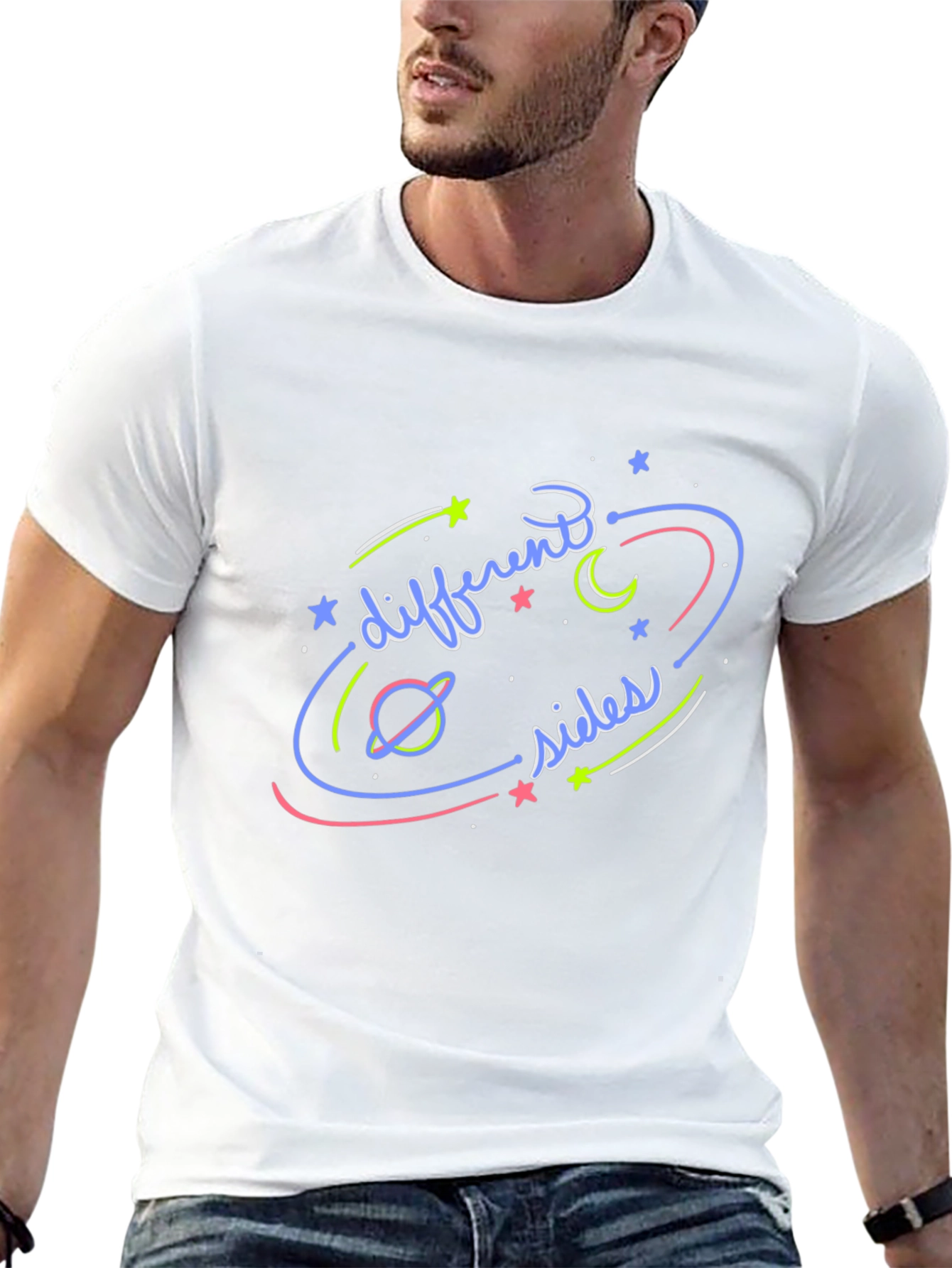 Different Sides Graphic T-Shirt Black Casual Wear