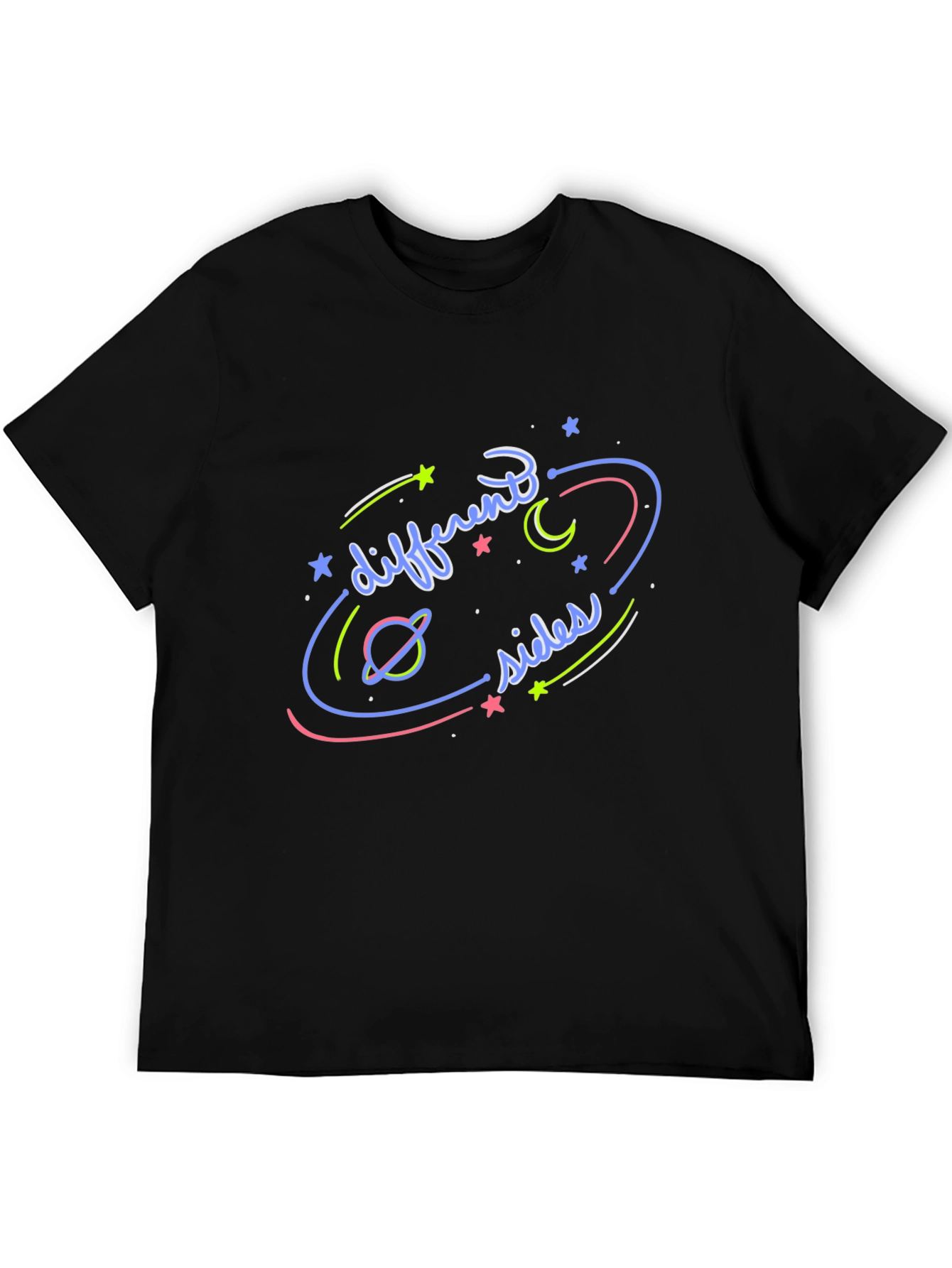 Different Sides Graphic T-Shirt Black Casual Wear
