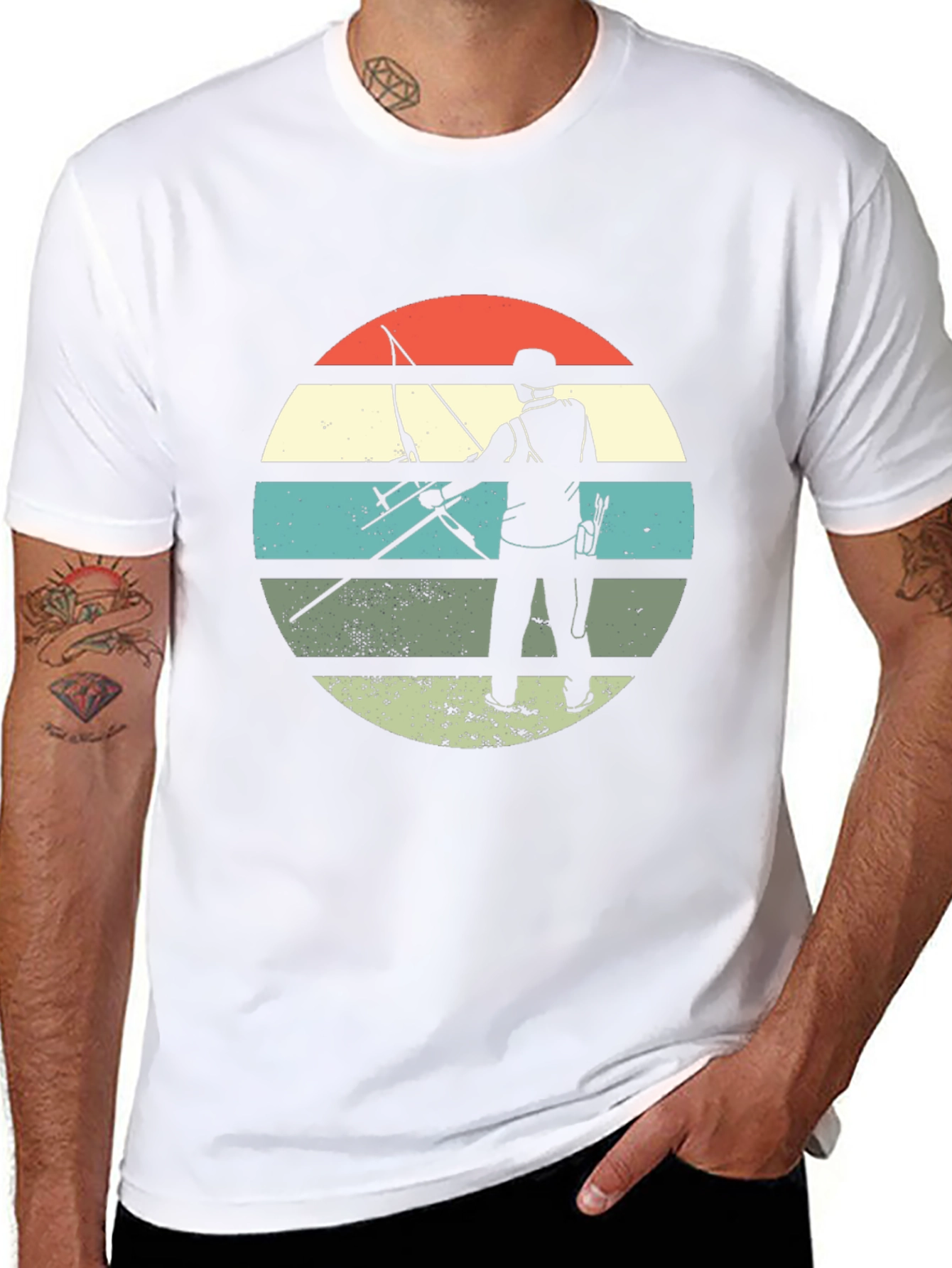 Archery Silhouette Retro Style T-Shirt