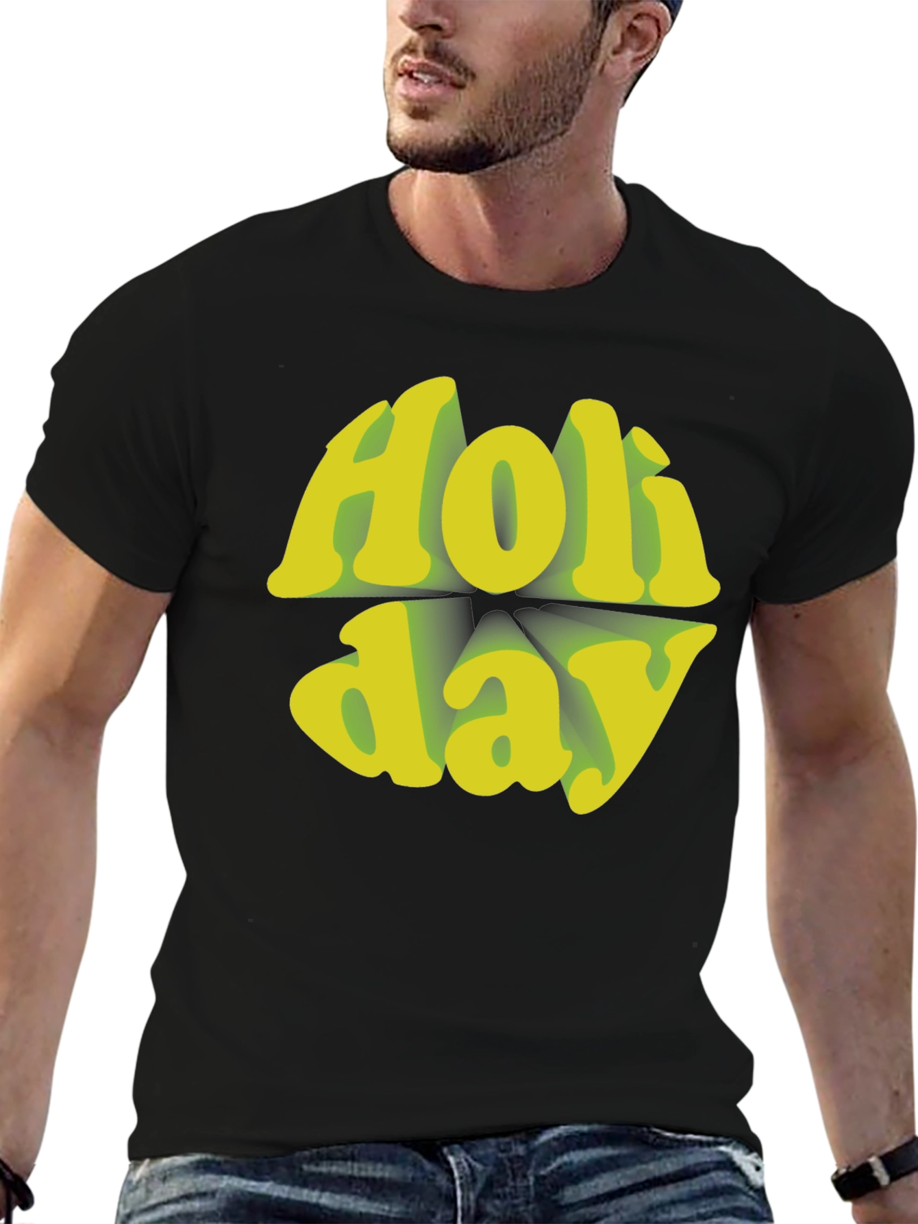 Holiday Graphic Tee - Retro Style Black T-Shirt