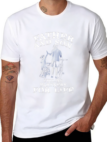 Father and Son Cycling Partners Black T-Shirt