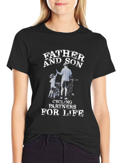 Father and Son Cycling Partners Black T-Shirt